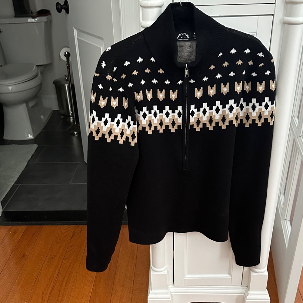 Women’s Fair Isle Black Quarter-Zip Patterned Sweater